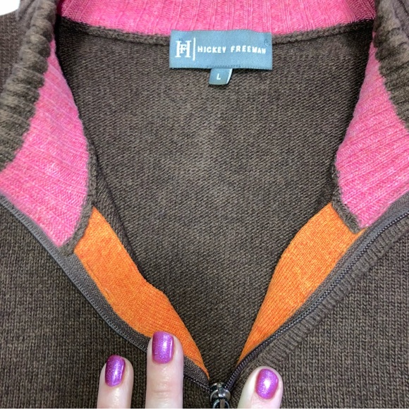 Hickey Freeman Men’s 100% Wool 1/4 zip Sweater, Size Large made in Italy - Picture 5 of 9